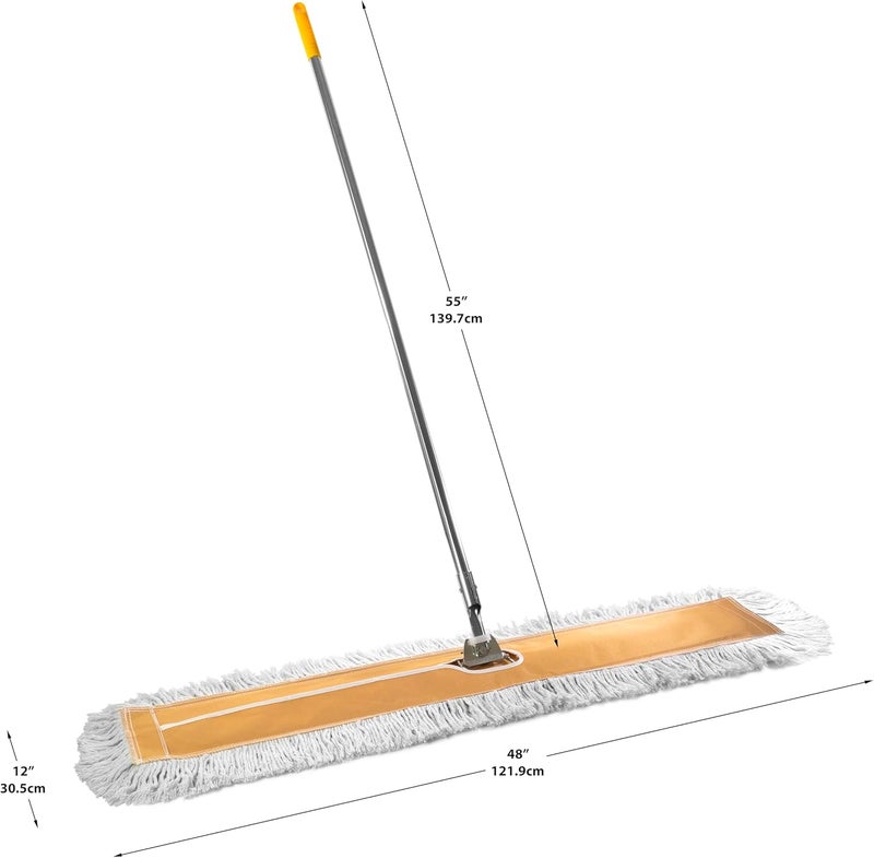 Venmark Commercial Dust Mop – 48” Floor Sweeper for Tiles, Hardwood, and Laminate Floors, with Aluminum Broom Handle, Reusable Duster Head - Complete with Cleaning Cloth - Image 2